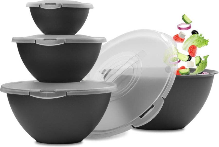 PEAM Soepkommen Set van 6 Mueslischaaltjes Onbreekbare Soepkommen 750 ml Dessertschalen Kom en Schalen Set (Antraciet-Zwart) Stijlvolle en Duurzame Servieservaring