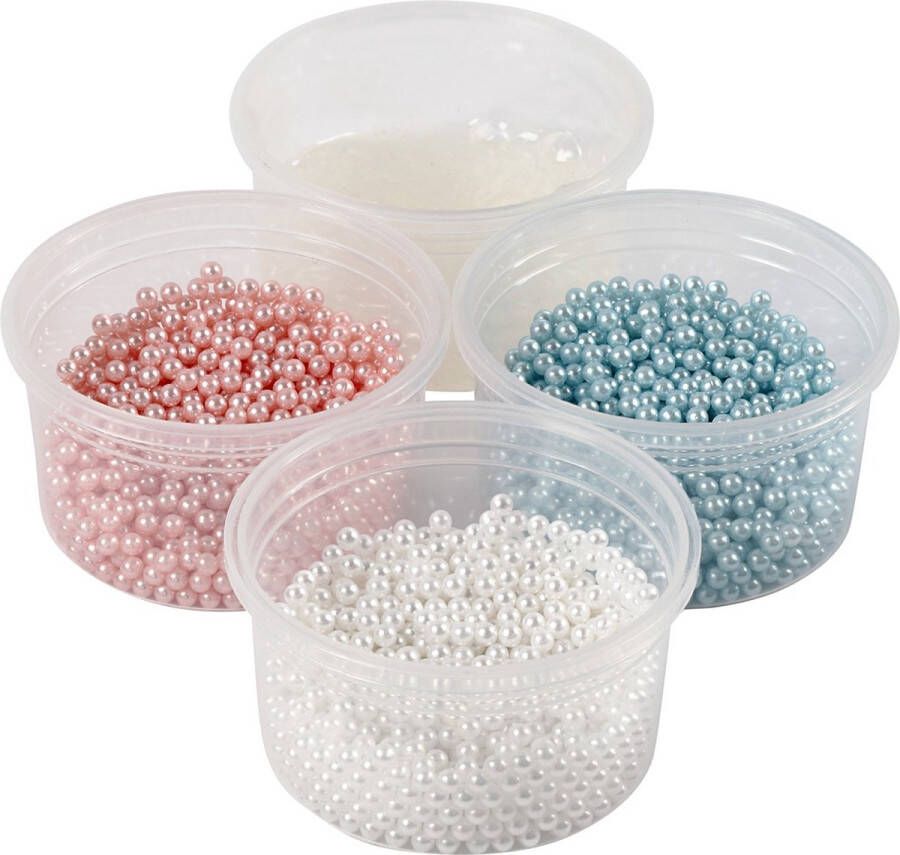 Creotime Parelfoamklei Blauw roze wit 4-delig