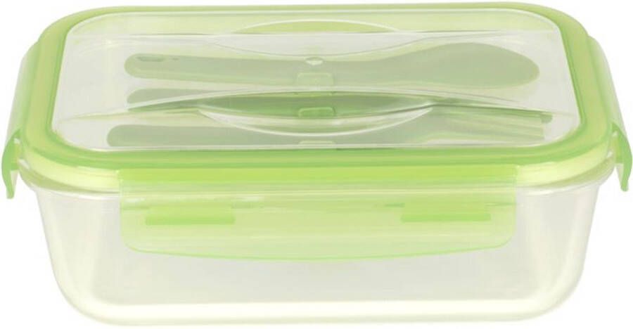 Pebbly Lunchbox 1200 ml met Bestekset Borosilicaatglas Groen