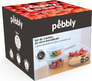 Pebbly Vershoudbox Set van 3 Stuks Rond 400ml 620ml 950ml Pebbl