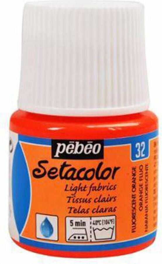 Pébéo Setacolor Fluoriserend Oranje Textielverf 45ml textielverf voor lichte stoffen