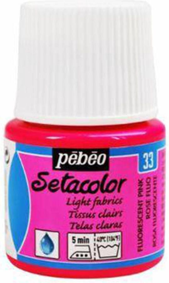 Pébéo Setacolor Fluoriserend Roze Textielverf 45ml textielverf voor lichte stoffen