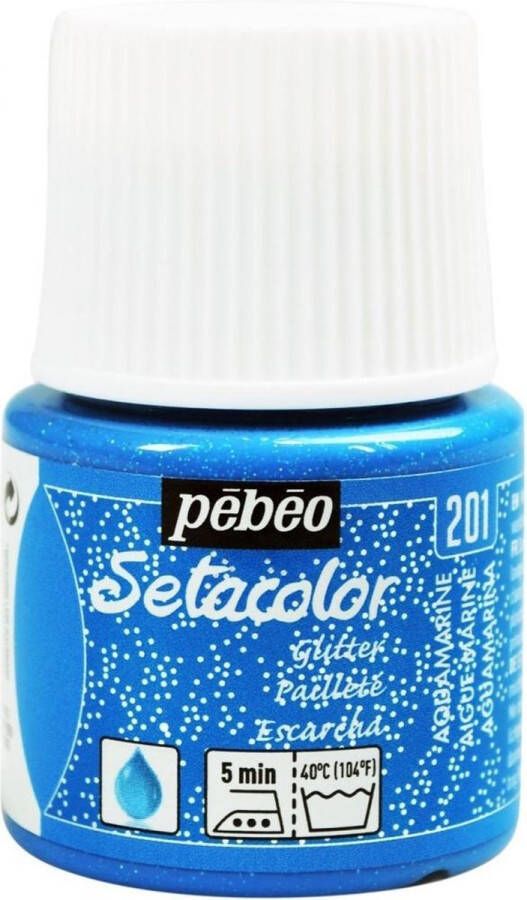 Pébéo Setacolor Glitter Blauwe Textielverf 45ml textielverf voor lichte stoffen