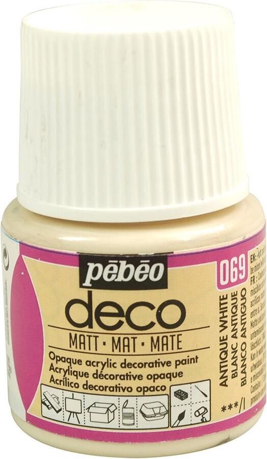 Pebeo Verf antiek wit acryl mat 45 ml Pébéo