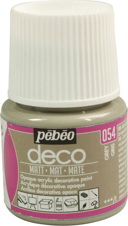 Pébéo Verf grijs acryl mat dekkend 45 ml déco