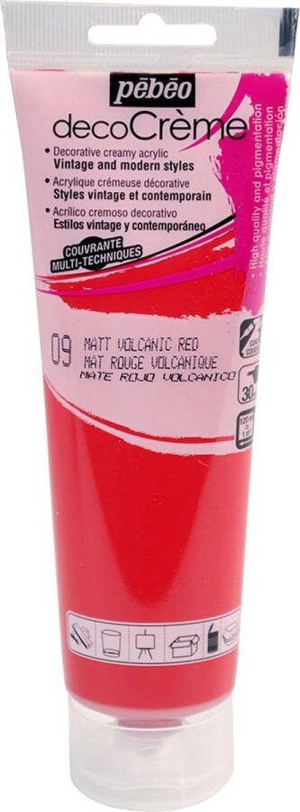 Pébéo Verf vulkanisch rood acryl mat 120 ml