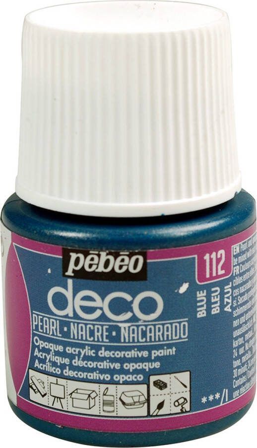 Pebeo Verf blauw acryl parelmoer dekkend 45 ml déco Pébéo