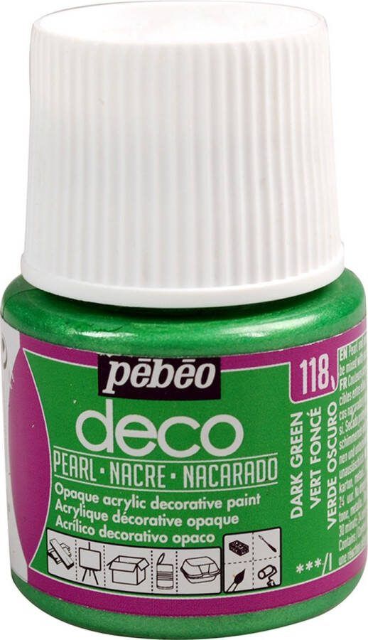 Pebeo Verf donkergroen acryl parelmoer dekkend 45 ml déco Pébéo