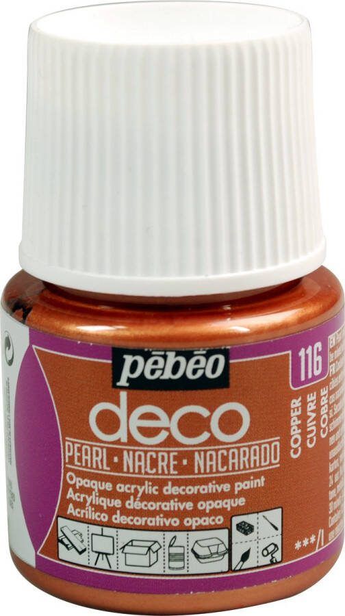 Pebeo Verf koper acryl parelmoer dekkend 45 ml déco Pébéo