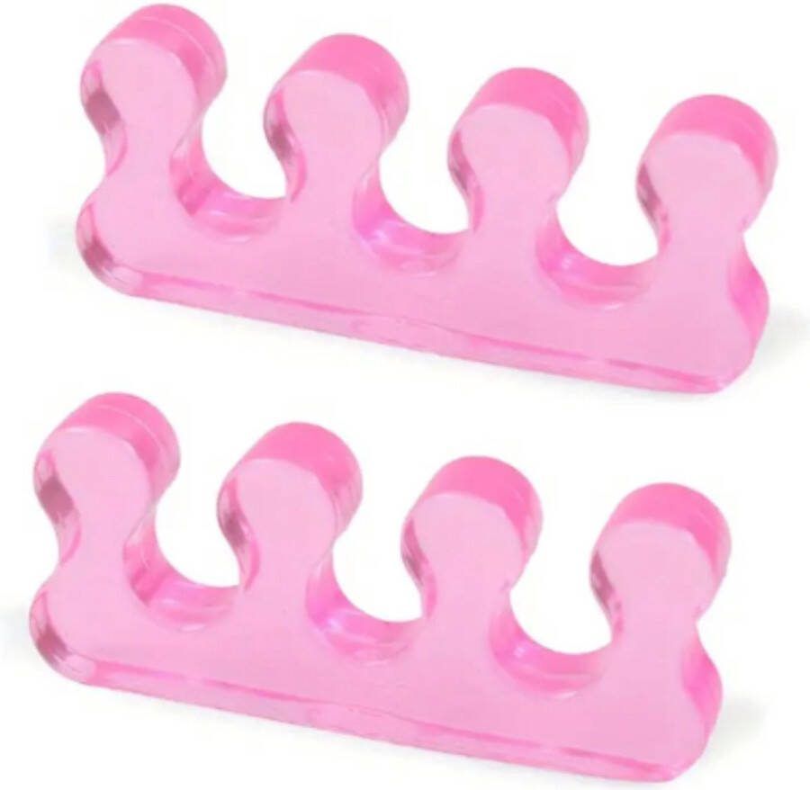 Pedicure-shop Teen spreider Vinger spreider Silicone- Roze 2 stuks Voor Nagels te lakken Teenspreider Vingerspreider Manicure Pedicure Hoge kwaliteit