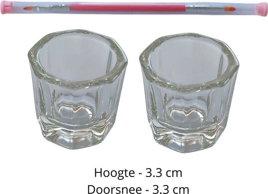 Pedicure-shop Set van 2 Mengglaasjes dappendish -met Roze Penseel
