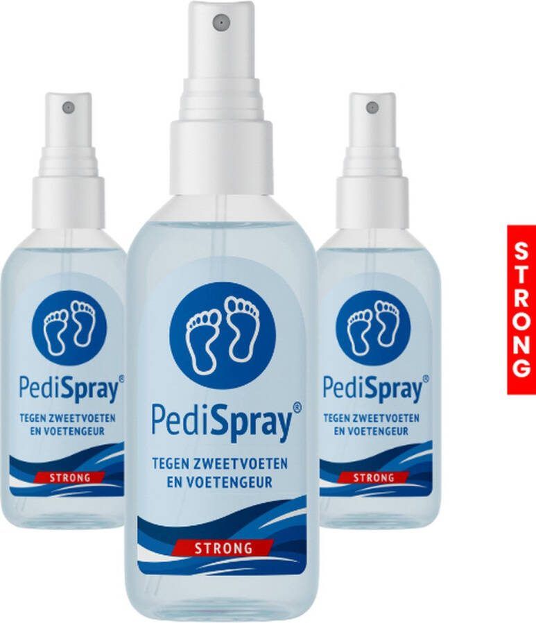 PediSpray Strong 3 Pack Voetspray Tegen Zweetvoeten Middel tegen Stinkvoeten Putjeszolen Voet deodorant Pedifris Pedifresh pedicare anti transpirant anti perspirant voetengeur voetdeodorant geurvreter schoen deodorant