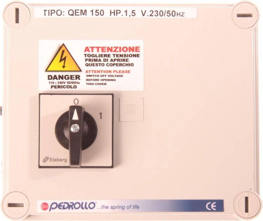 Pedrollo aansluitkast bronpomp 230 Volt 1 5 PK QEM 150