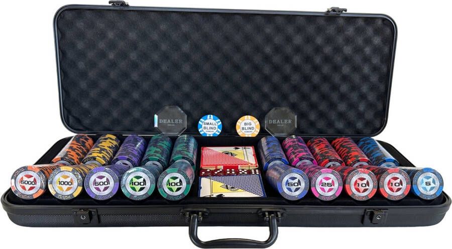 PEGASI Deluxe pokerset 500 Texas Hold'em Poker Set Pokerkoffer Koffer voor Pokeren