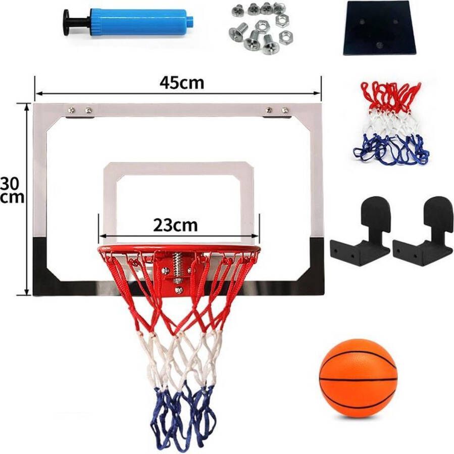 PEGASI Mini Basketbalbord Deur 45x30cm Inclusief basketbalring bal en pomp