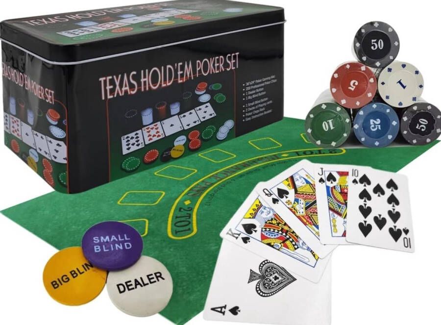 PEGASI pokerset 200 chips in blik Texas Hold'em Poker Set Pokerblik Blik met Poker Fiches