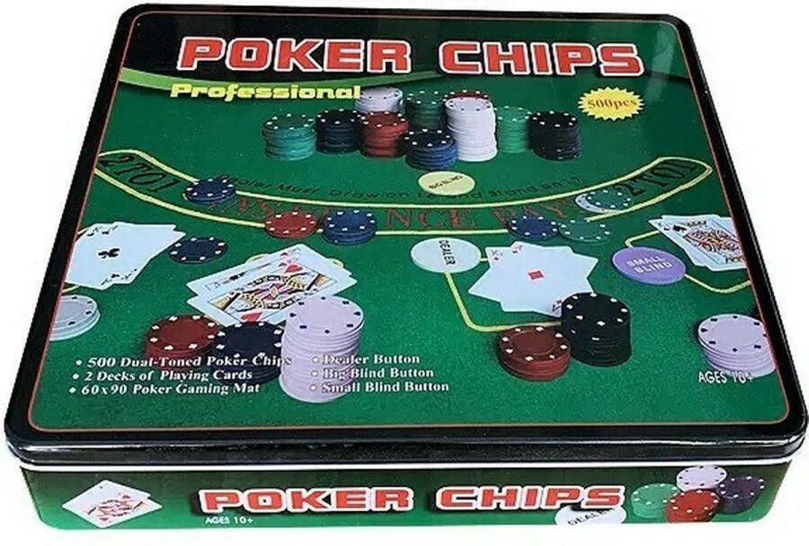 PEGASI pokerset 500 chips in blik Texas Hold'em Poker Set Pokerblik Blik met Poker Fiches