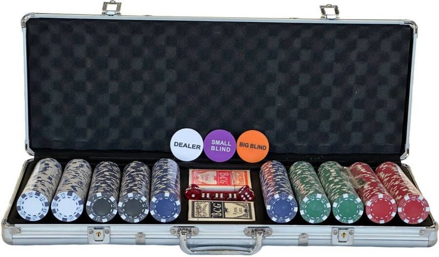 PEGASI pokerset 500 chips koffer Texas Hold'em Poker Set Pokerkoffer Koffer voor Pokeren