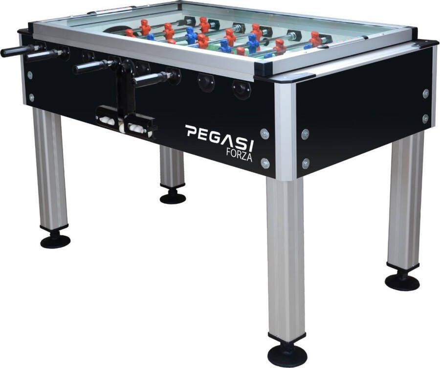 PEGASI Voetbaltafel Forza Pro Professional line Kickertafel Voetbaltafel Telescoop stangen Incl. 10 tafelvoetballen Met glasplaat Kunststof