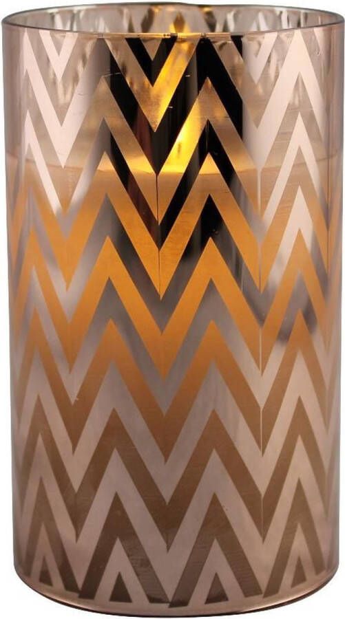Merkloos Sans marque 1x stuks luxe led kaarsen in koper glas D7 x H12 5 cm Woondecoratie Elektrische kaarsen