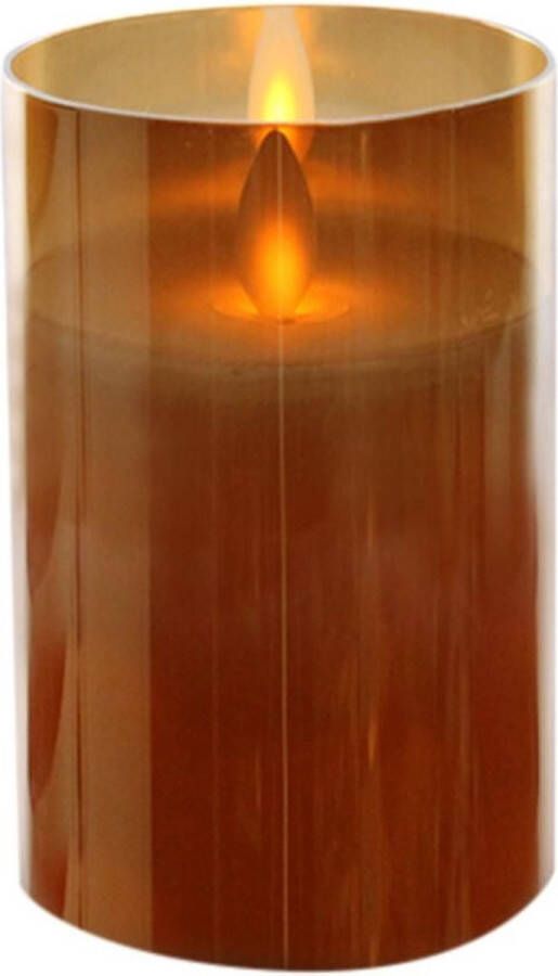 Merkloos Sans marque Luxe LED kaars stompkaars in gouden glas 12 5 cm flakkerend Kerst diner tafeldecoratie Home deco kaarsen