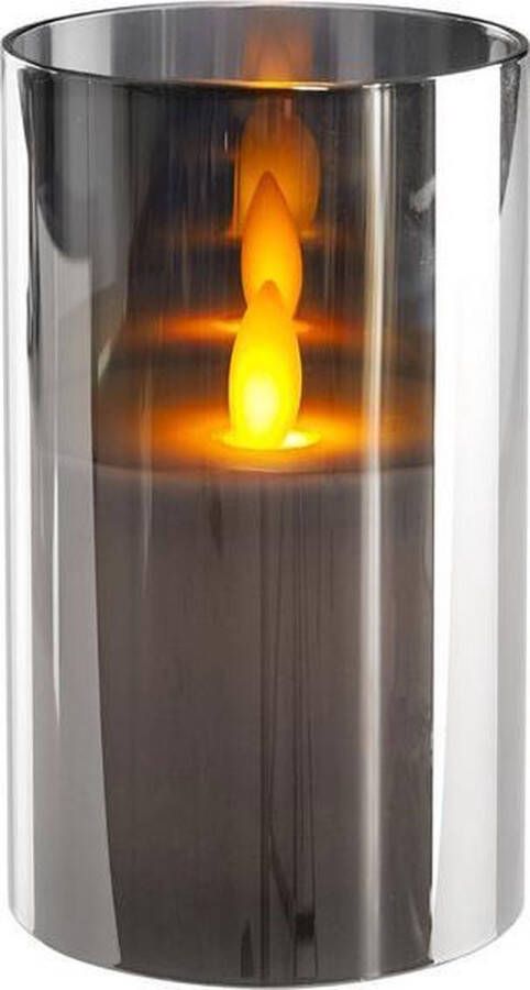 PEHA Magic Flame Candle Glass LED Kaars Smoked Glass Grijs 7 5 x 20 cm