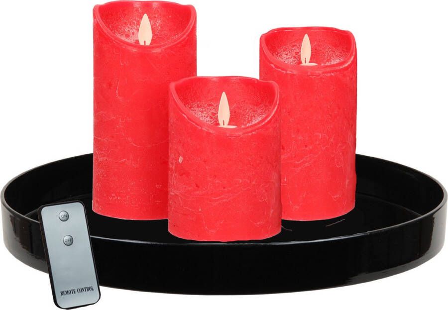 PEHA Zwart dienblad inclusief 3 LED kaarsen rood met afstandsbediening