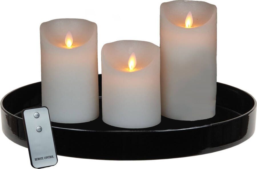 PEHA Zwart dienblad inclusief 3 LED kaarsen wit met afstandsbediening