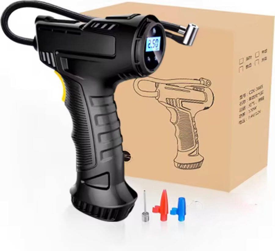 Peligold Draagbare Compressor Bandenpomp Luchtcompressor voor Auto Fiets Scooter Bal Luchtbed Compressor Oplaadbaar Elektrische Fietspomp – Luchtcompressor bandenpomp met Zaklamp Inclusief 3 opzetstukken