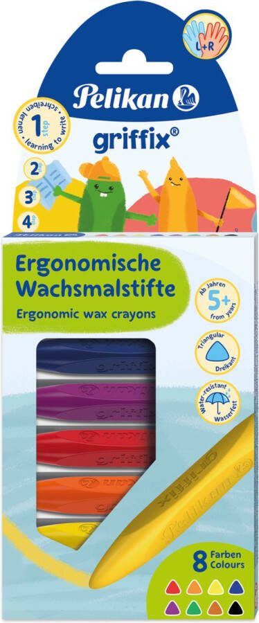 Pelikan griffix waskrijt 8 kleuren