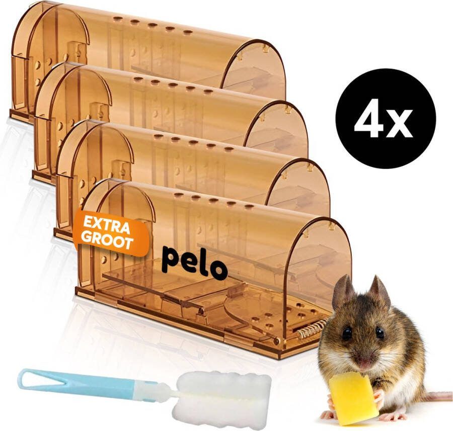Pelo Muizenvallen 4 Stuks Diervriendelijke Muizenvallen Diervriendelijke Ongediertebestrijding Muizenvallen Voor Binnen & Buiten Muizenval Diervriendelijk Rattenval Oranje