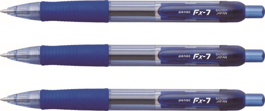 Penac FX-7 3-Pack Blauw Gel inkt balpen 0 7 mm