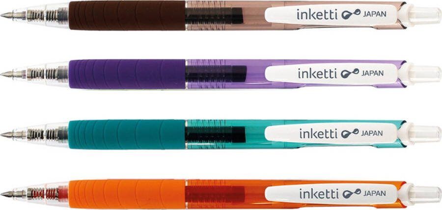 Penac Gelpennen Inketti 0.5mm- 4 kleuren Bruin Paars Turquoise Oranje
