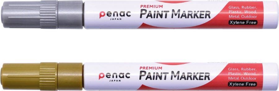 Penac User Verfstiften Paintmarkers Set 2 Kleuren Zilver Goud 2-4mm