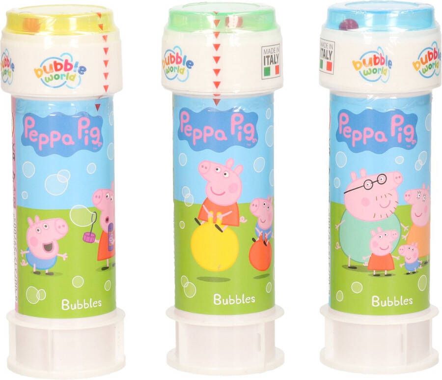 Peppa Pig 3x bellenblaas flesjes met spelletje 60 ml voor kinderen Uitdeelspeelgoed Grabbelton speelgoed