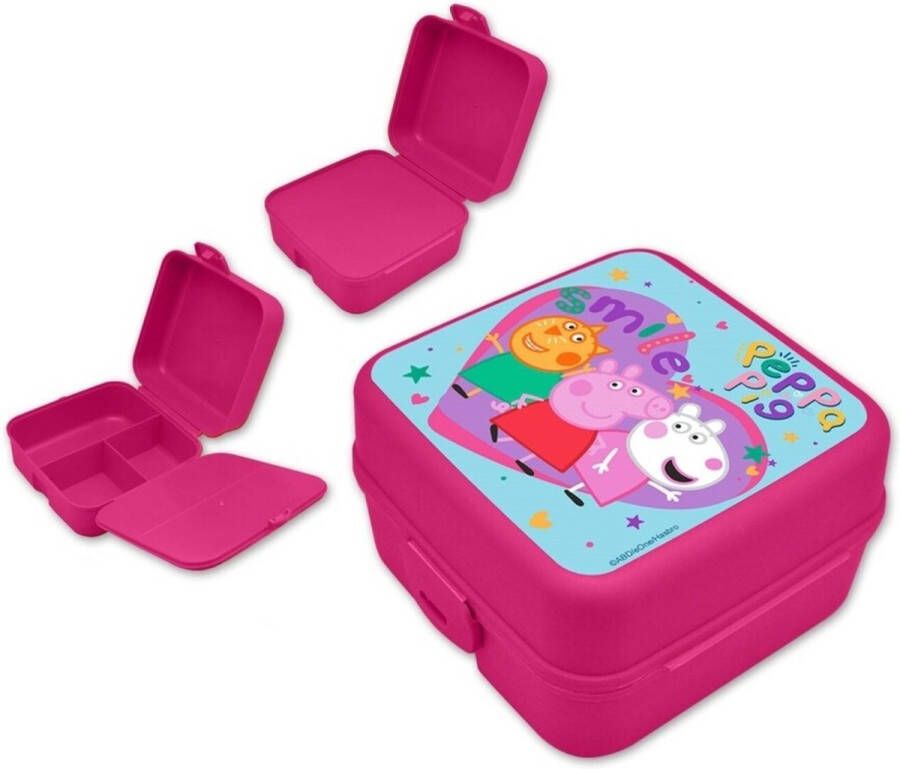 Merkloos Peppa Pig broodtrommel lunchbox voor kinderen roze kunststof 14 x 8 cm Lunchboxen