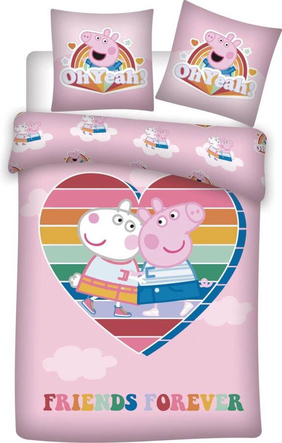 SimbaShop Peppa Pig Dekbedovertrek Hart Eenpersoons 140 x 200 cm Multi