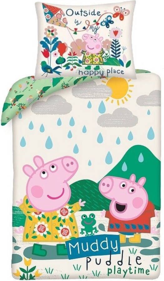 Peppa Pig Dekbedovertrek Muddy Eenpersoons 140 x 200 cm Katoen