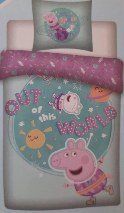 Peppa Pig Dekbedovertrek Pappa Pig 140x200 cm eenpersoons dekbedhoes Peppa Out of this World met kussensloop