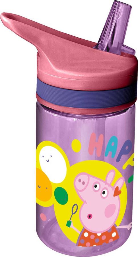 Merkloos Peppa Pig drinkfles drinkbeker bidon met drinktuitje roze kunststof 400 ml Schoolbekers