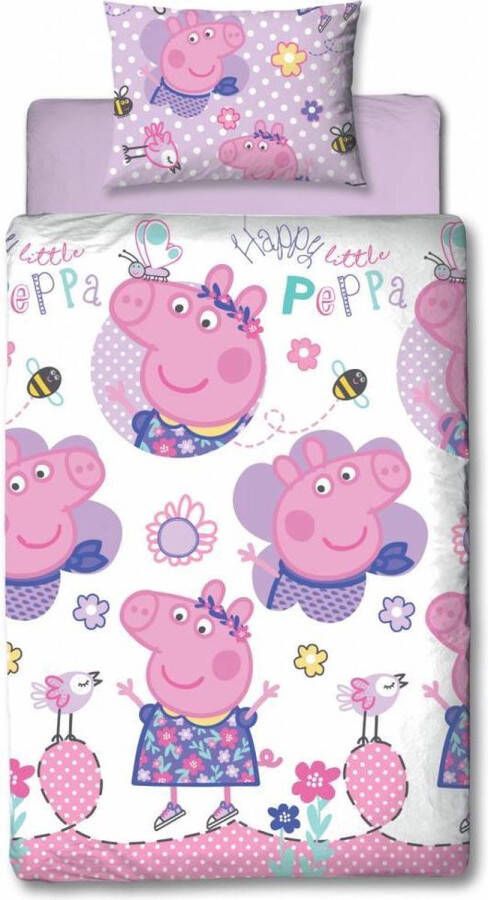 Peppa Pig Happy Dekbedovertrek Eenpersoons 135 x 200 cm Roze