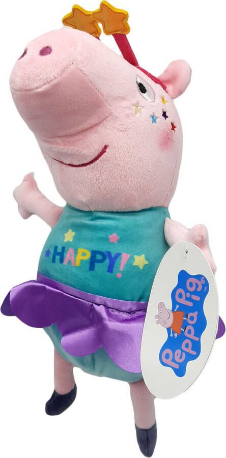 Peppa Pig Happy shirt met paarse rok Knuffel Pluche Speelgoed 31 cm