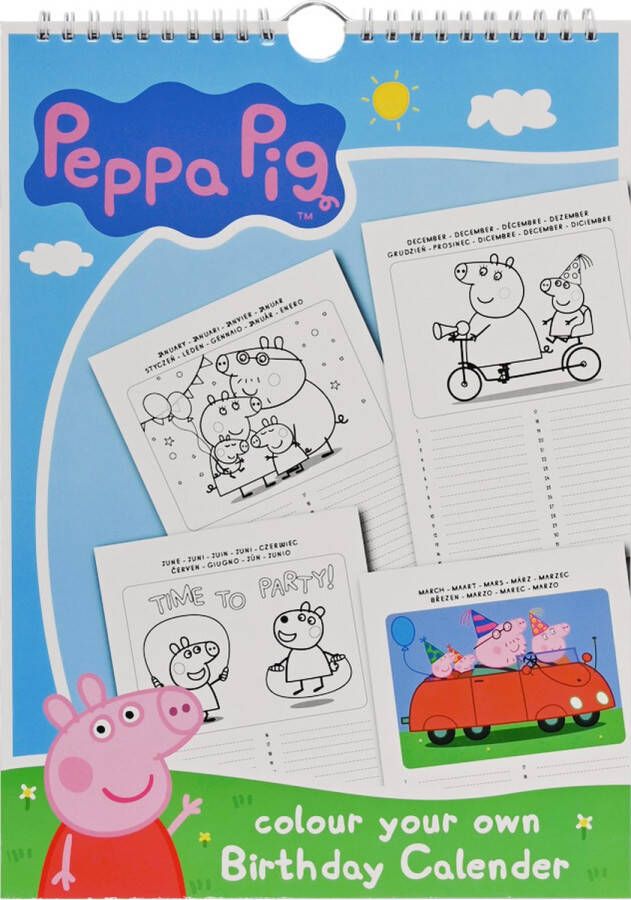 Peppa Pig Kleur je eigen verjaardagskalender Kleurboek Kleurboeken voor Kinderen Tekenboek voor Kinderen Kleurboek Kinderen Tekenen Kinderen Kleurplaten Tekenblok voor Kinderen 12 Pagina's 21 5 x 31 cm Vanaf 3 jaar Mul