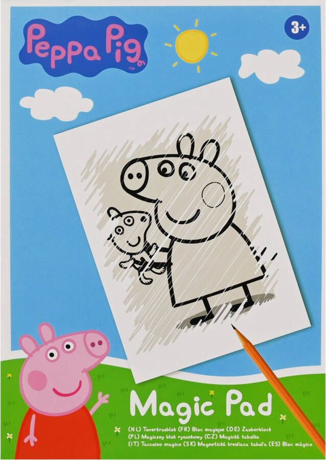 Peppa Pig Magic pad Kleurboek Kinderen Tekenboek voor Kinderen Tekenen Kinderen Tekenblok voor Kinderen Kleurboeken voor Kinderen Kleurplaten Kleurboek Meisjes 16 Pagina's 15 x 21 cm Vanaf 5 jaar Multi Kleuren Papier
