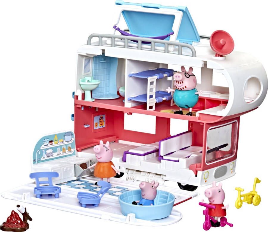 Peppa Pig : Peppa's Avonturen Familiecamper met 4 speelfiguren (Franstalig)