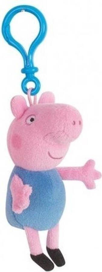 Peppa Pig : Plush Clip-On Coin Purse-George-Blauw 17 cm sleutelhanger portemonnee