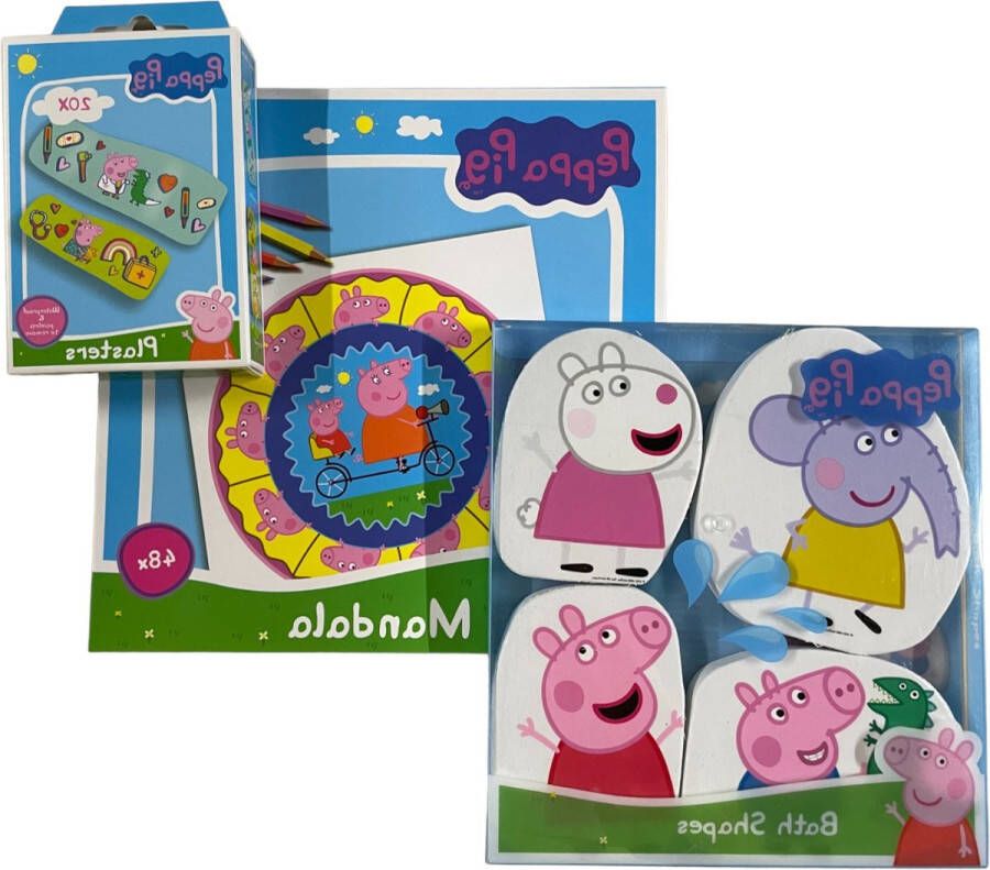 Peppa Pig Set van 3 Plijsters Kleurboek Bad schuimpjes Kinderset