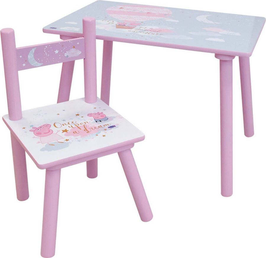 Fun House Peppa Pig Dream Table H.41.5 X L.60 X D. 40 cm met een stoel H.49 5 x L.31 x D.31 5 cm voor kinderen