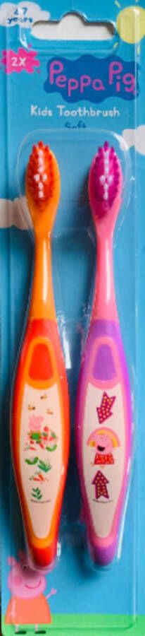Peppa Pig tandenborstels Tandenborstel kind 2 stuks Oranje Roze 2 tot 7 jaar