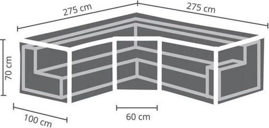 Perel Buitenhoes voor tuinset grijs L-vormig 275 cm x 275 cm x 70 cm